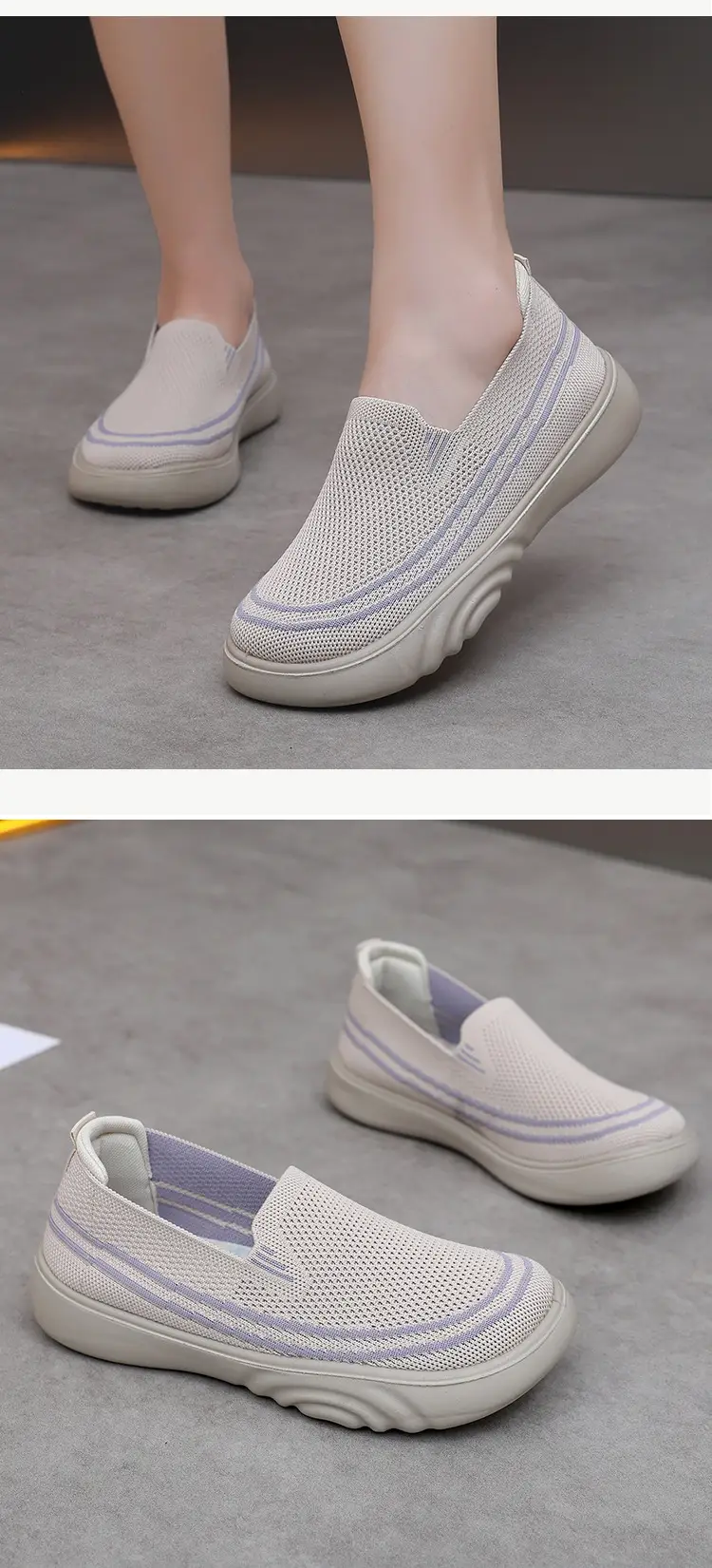 Women Casual Slip-On Shoes Black White Lightweight Comfortable Walking — feature 22