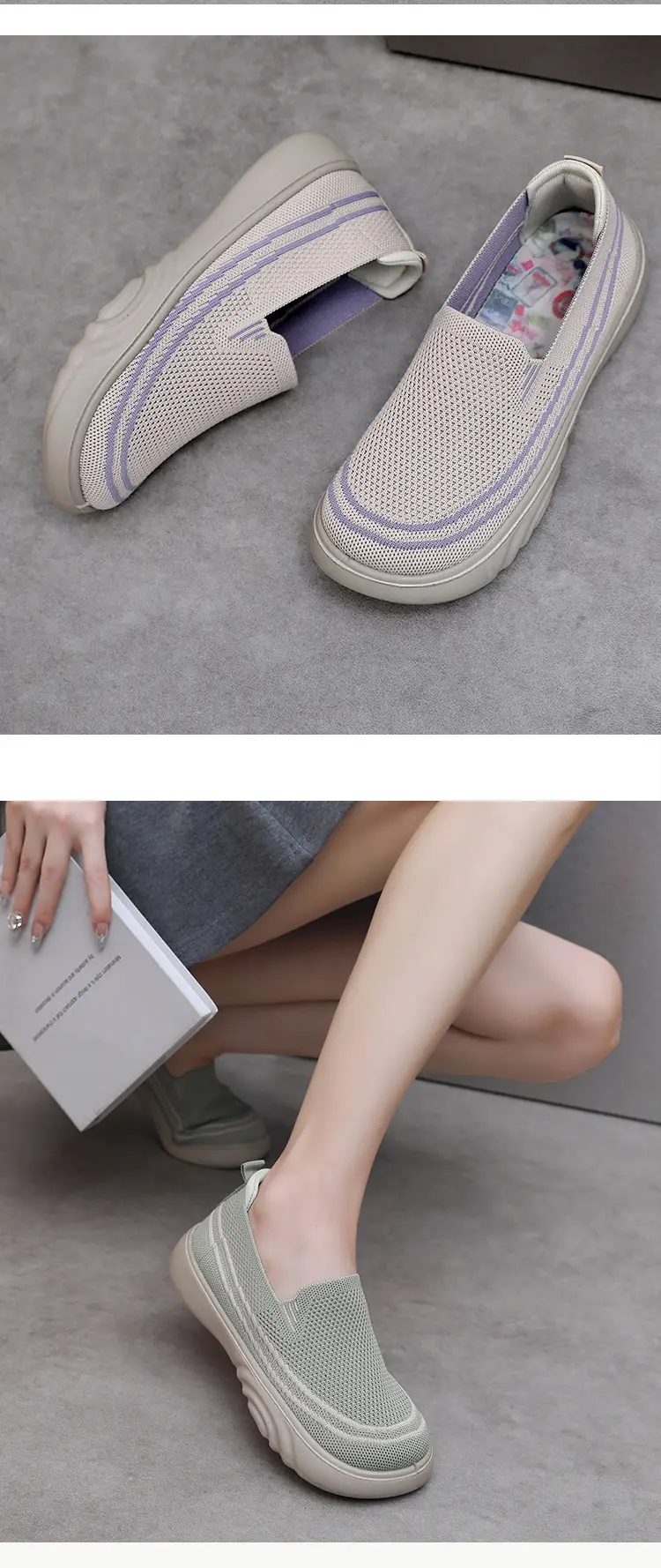 Women Casual Slip-On Shoes Black White Lightweight Comfortable Walking — feature 23