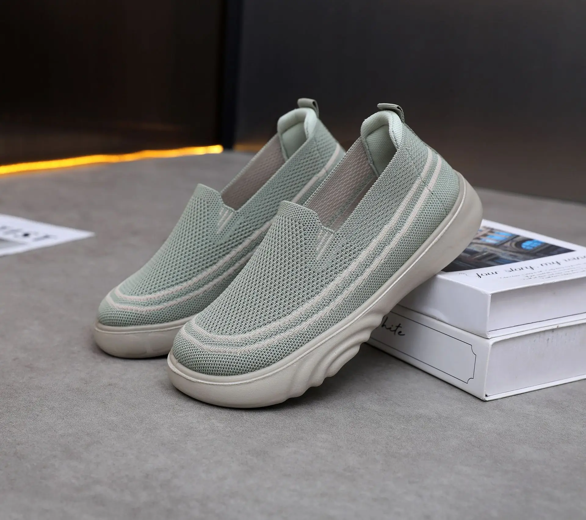 Women Casual Slip-On Shoes Black White Lightweight Comfortable Walking - Image 2