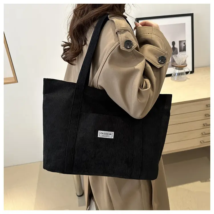 Black Velvet Tote Bag for Women 2024 College Students — feature 35