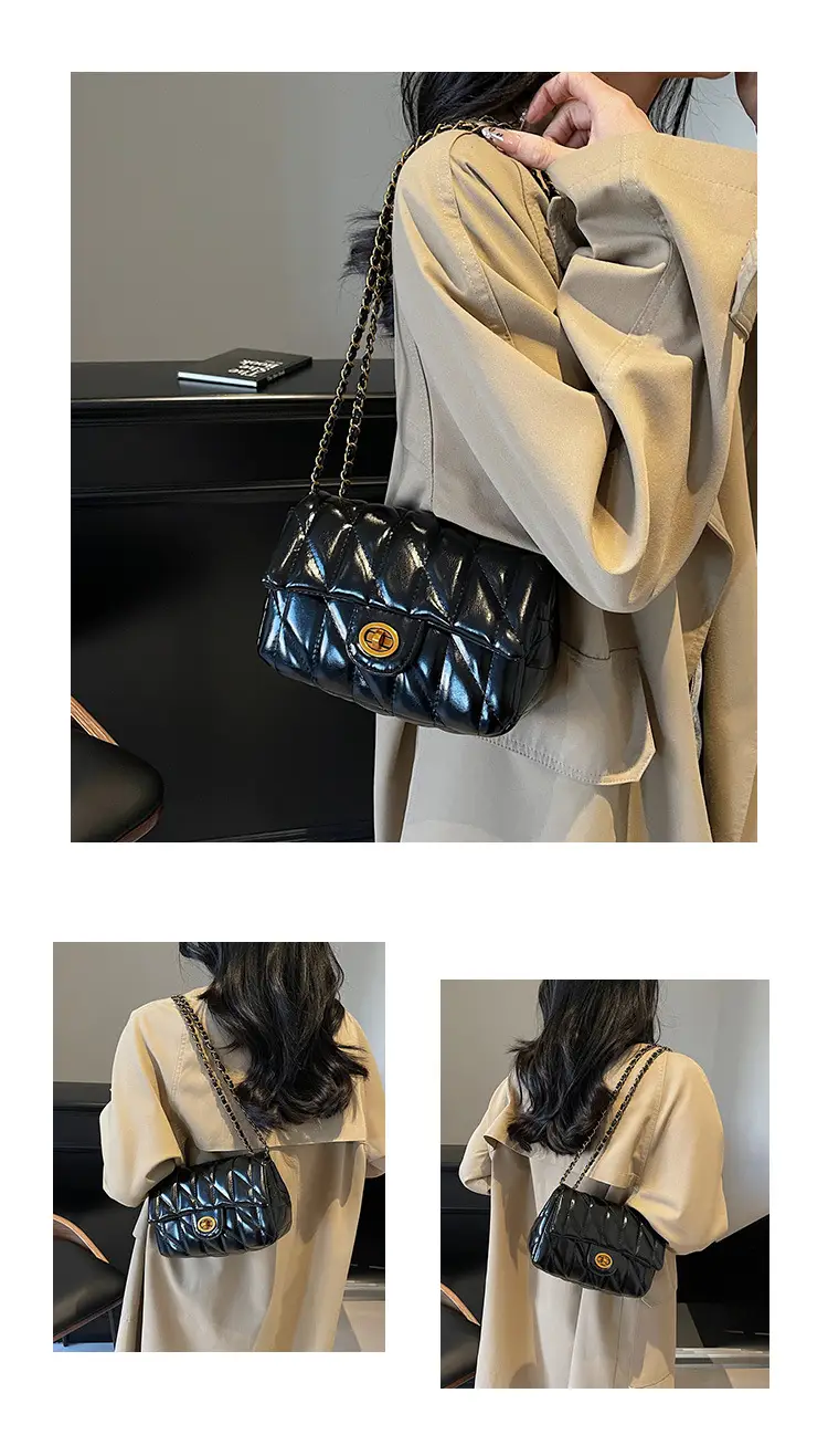 Black Quilted Chain Shoulder Bag for Women 2024 — feature 8