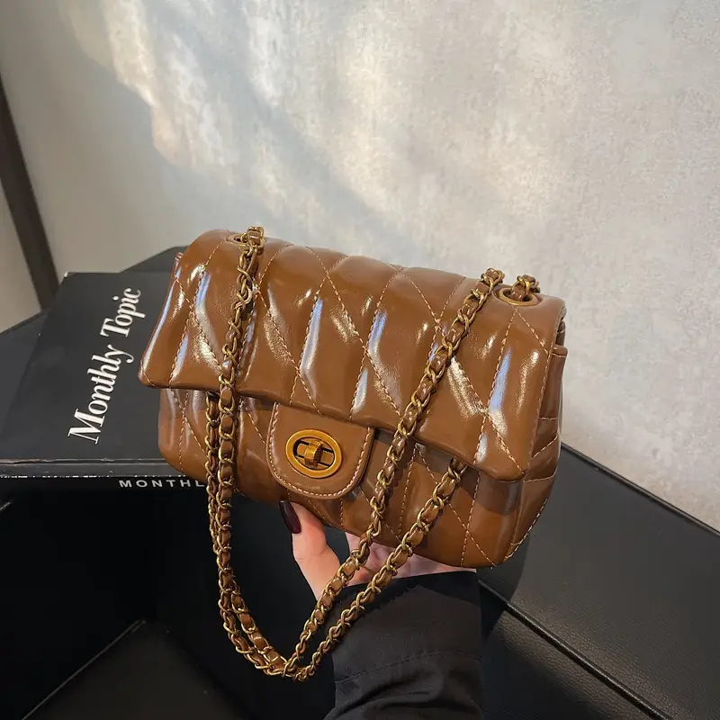 Black Quilted Chain Shoulder Bag for Women 2024 - Image 3