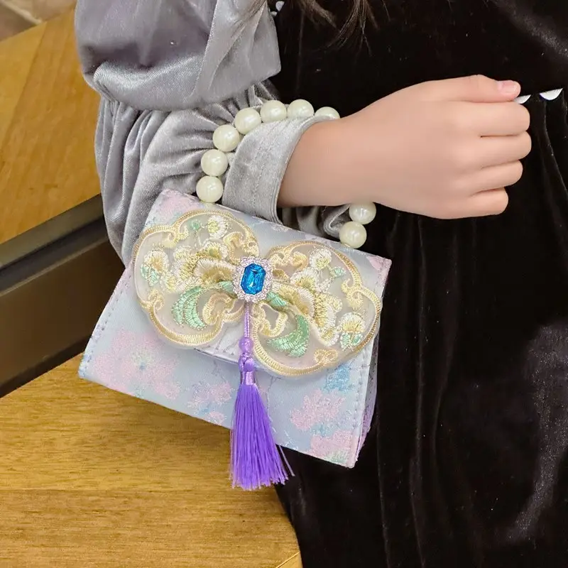 Little Girl's Guofeng Pearl Shoulder Crossbody Bag