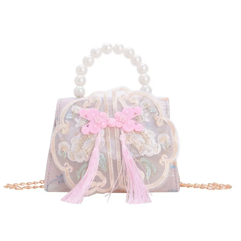 Little Girl's Guofeng Pearl Shoulder Crossbody Bag