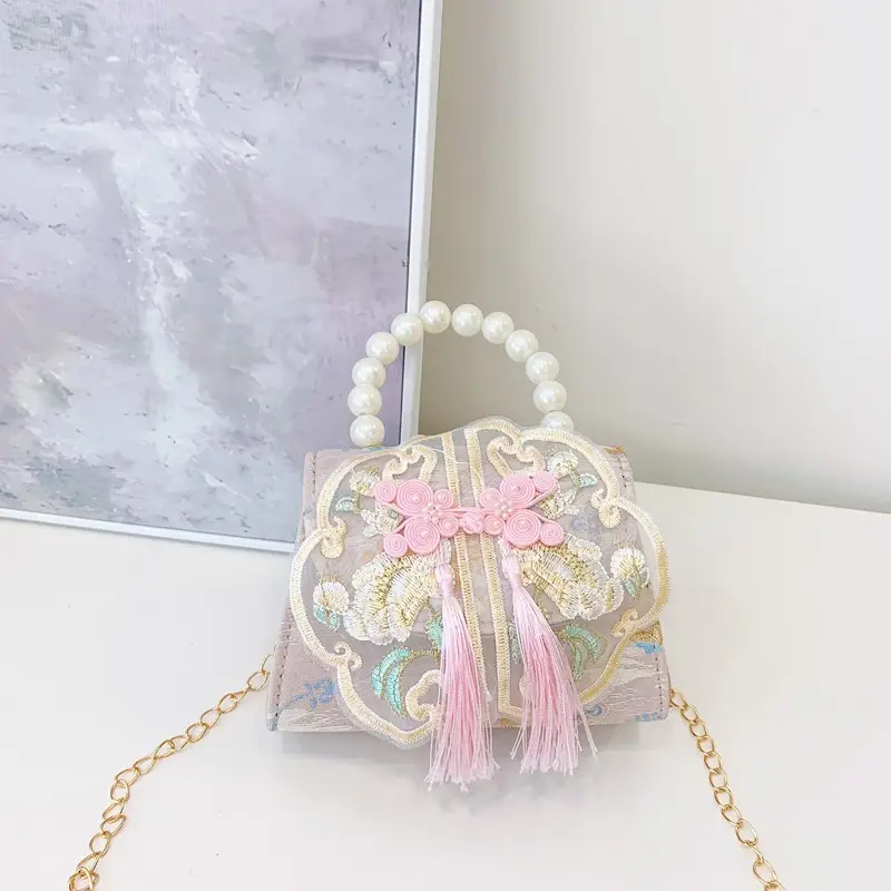Little Girl's Guofeng Pearl Shoulder Crossbody Bag