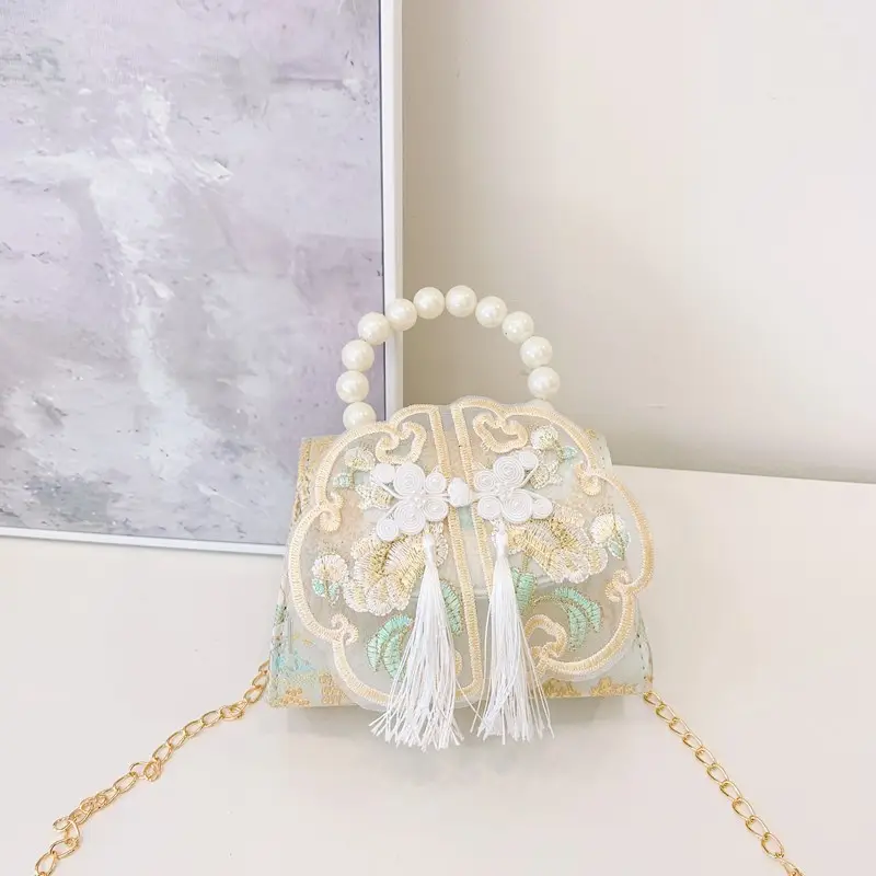 Little Girl's Guofeng Pearl Shoulder Crossbody Bag