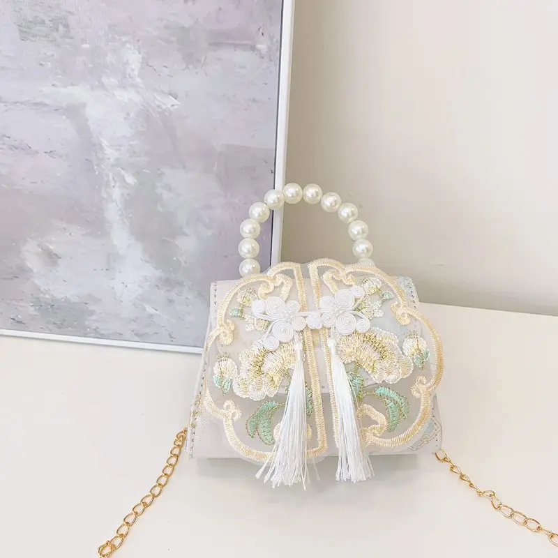 Little Girl's Guofeng Pearl Shoulder Crossbody Bag