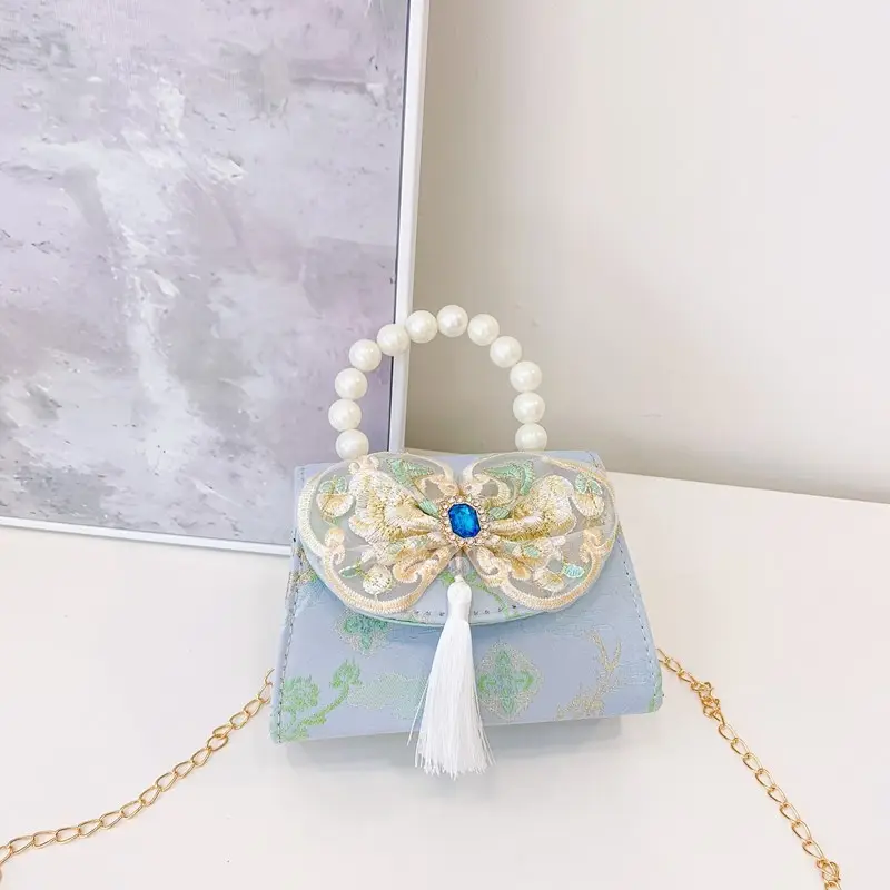 Little Girl's Guofeng Pearl Shoulder Crossbody Bag