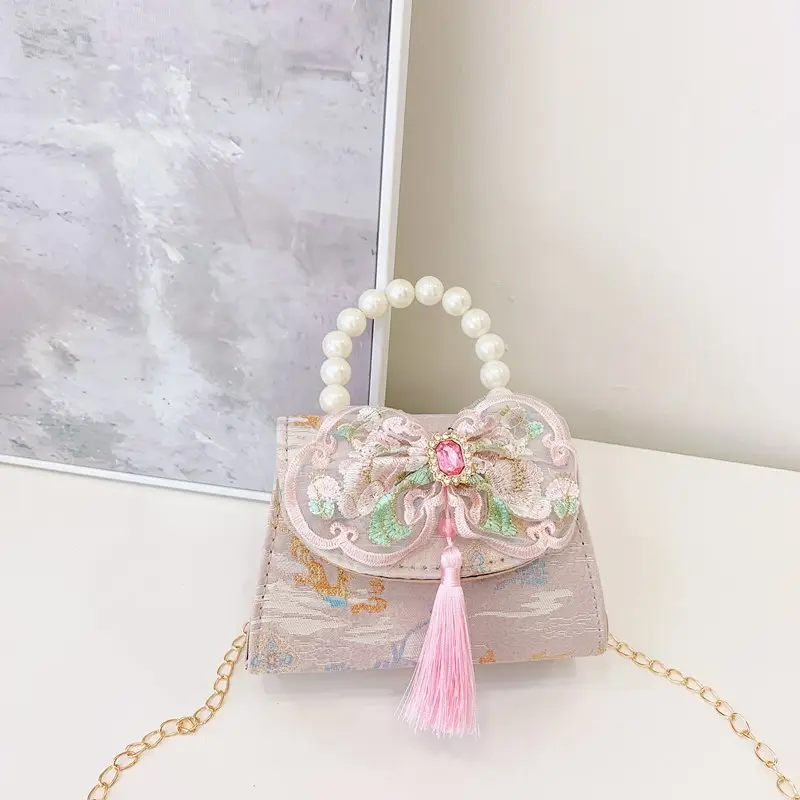 Little Girl's Guofeng Pearl Shoulder Crossbody Bag