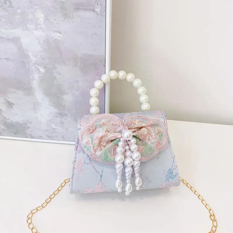 Little Girl's Guofeng Pearl Shoulder Crossbody Bag