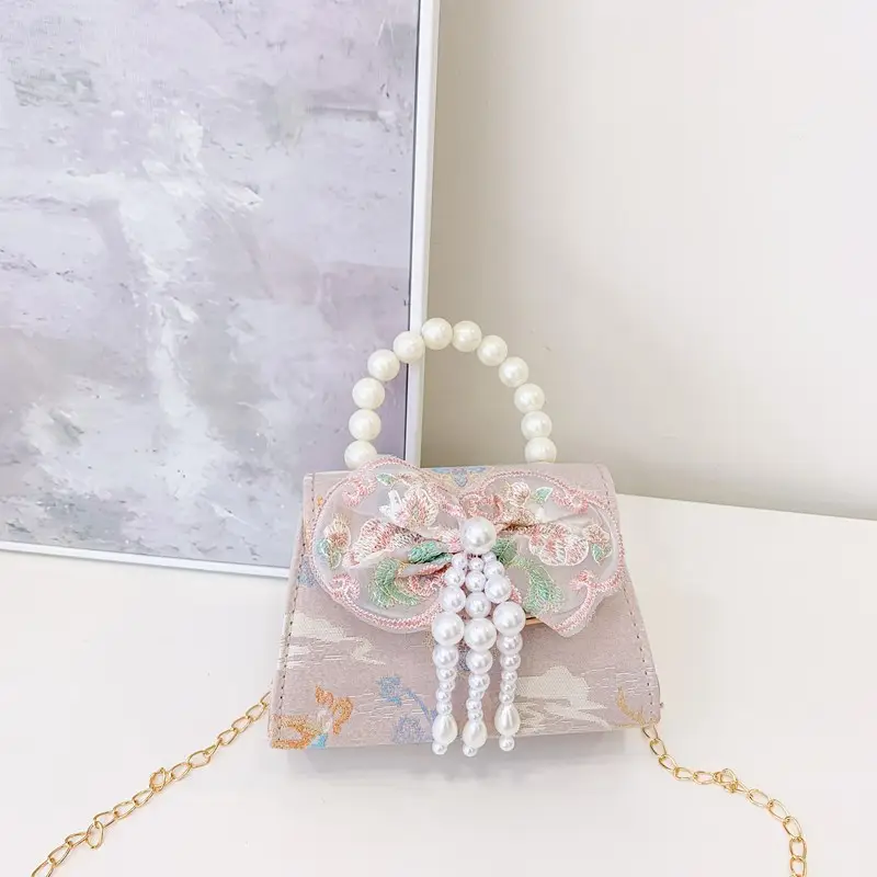 Little Girl's Guofeng Pearl Shoulder Crossbody Bag