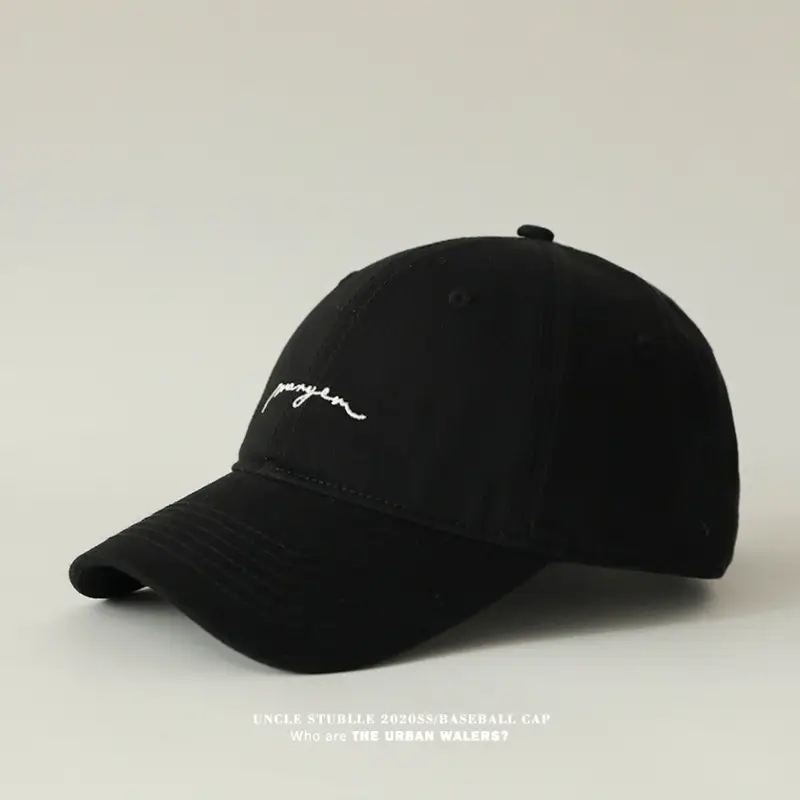 Men's Black Embroidered Baseball Cap with Big Head — feature 18