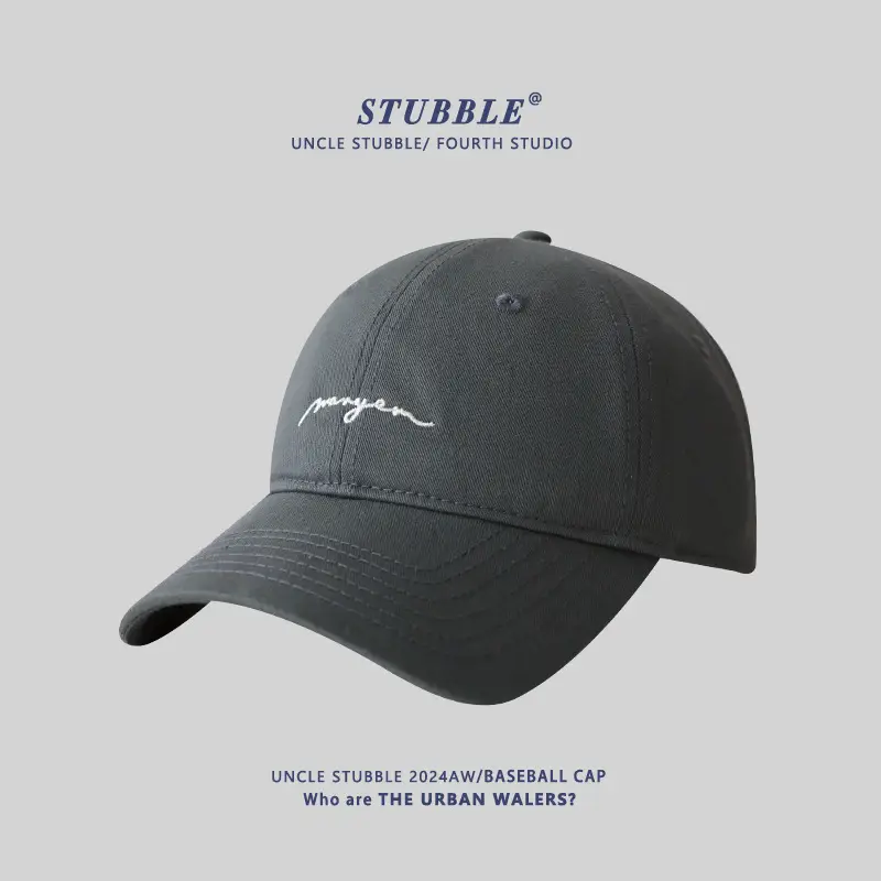 Men's Black Embroidered Baseball Cap with Big Head - Image 6