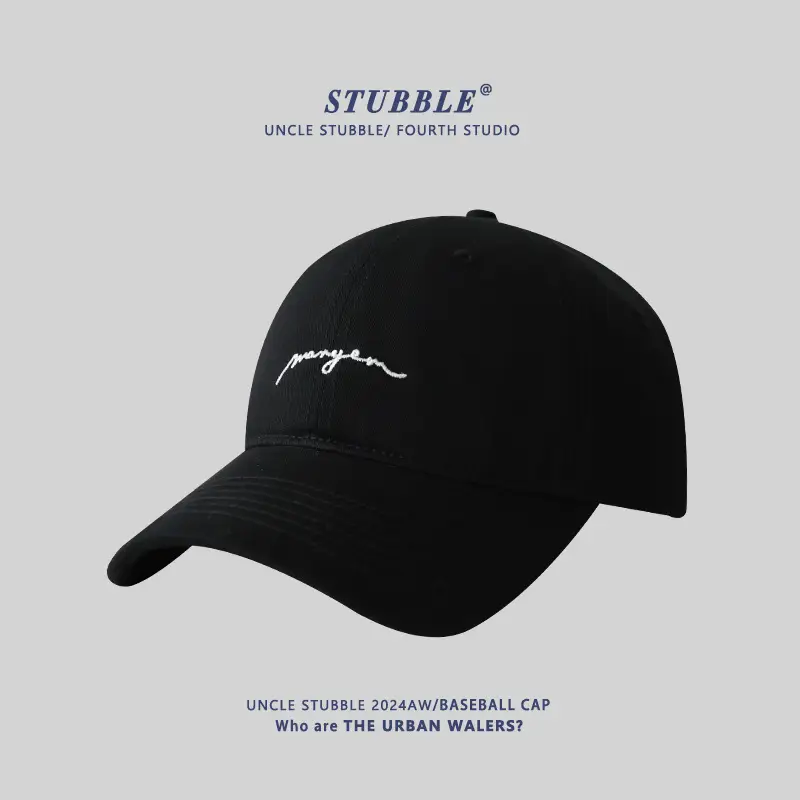 Men's Black Embroidered Baseball Cap with Big Head - Image 8