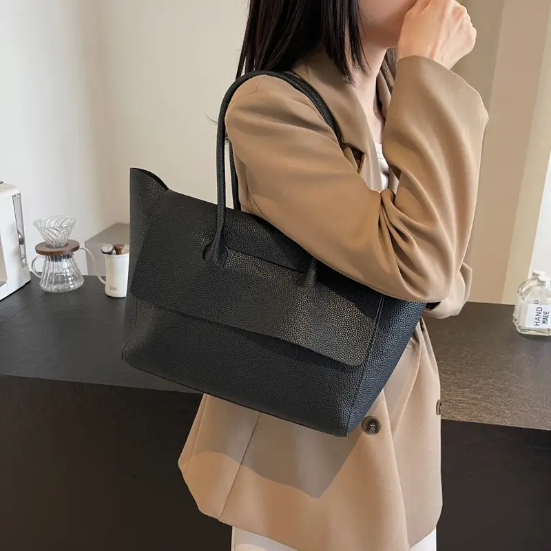 Women's Brown Leather Tote Bag Large Capacity - Image 5