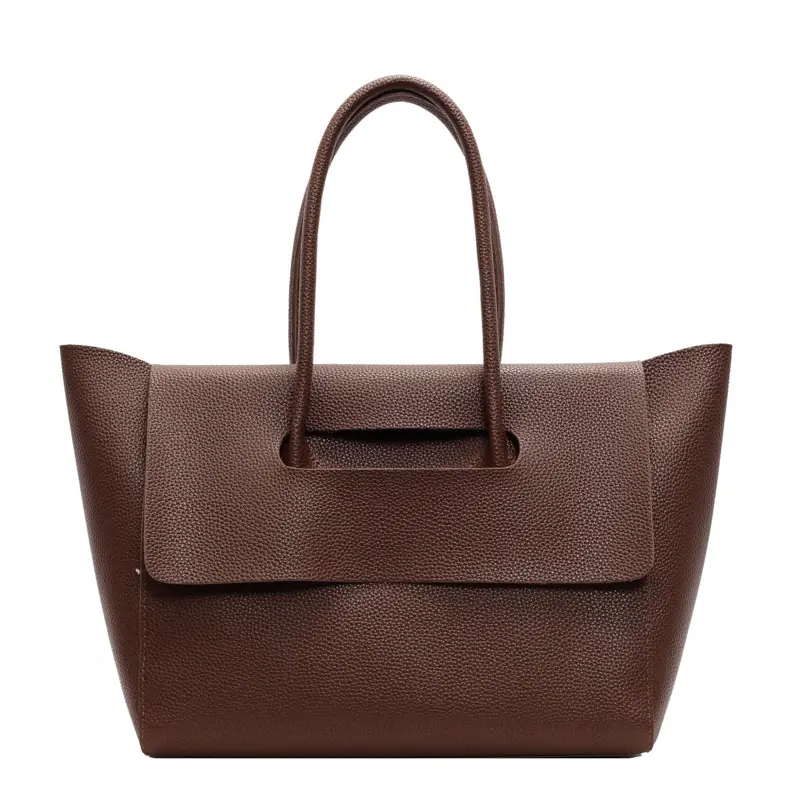 Women's Brown Leather Tote Bag Large Capacity - Image 8