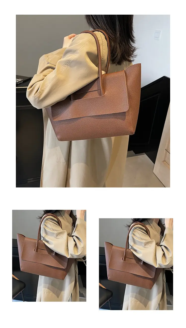 Women's Brown Leather Tote Bag Large Capacity — feature 11