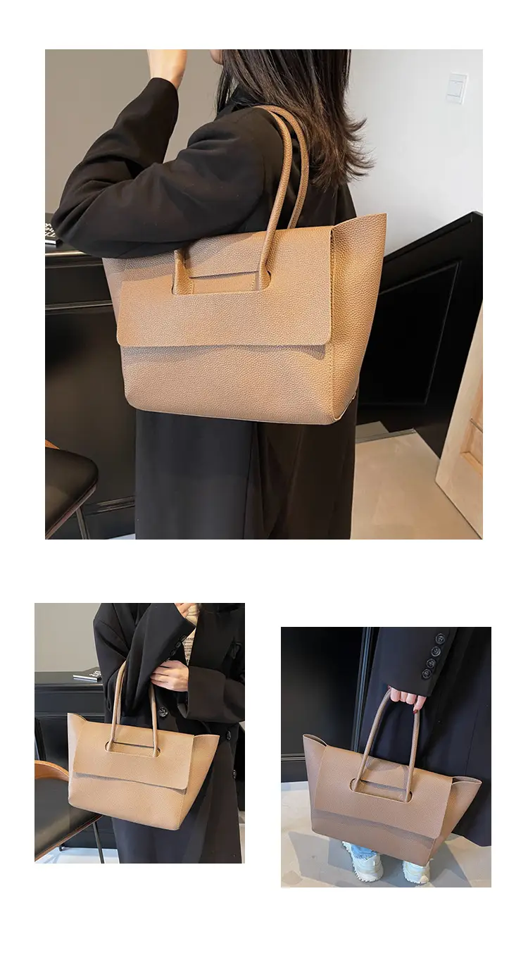 Women's Brown Leather Tote Bag Large Capacity — feature 12