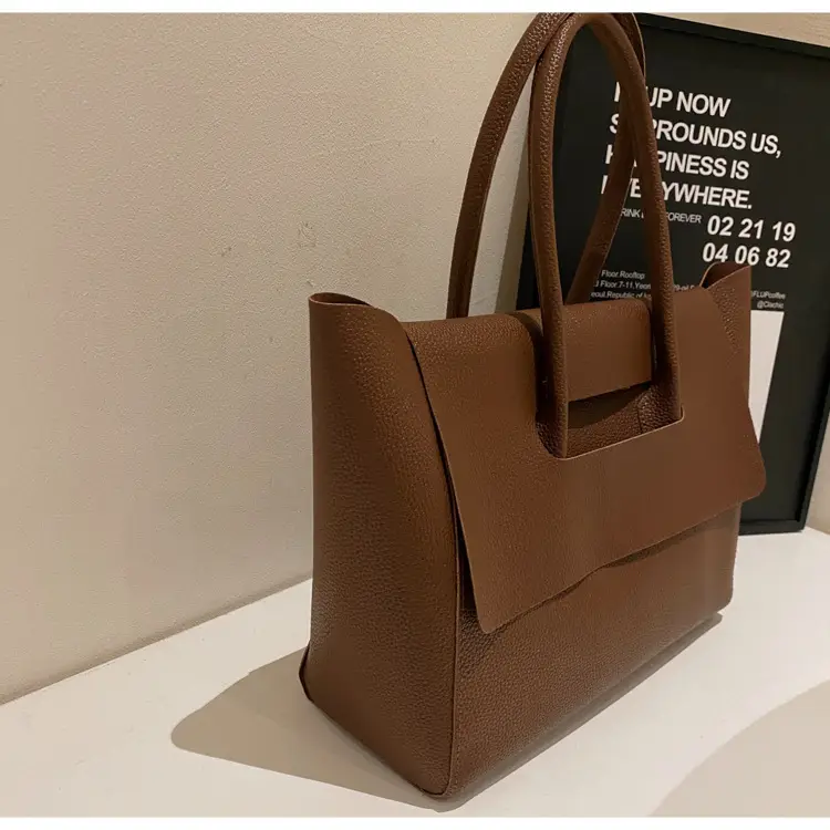 Women's Brown Leather Tote Bag Large Capacity — feature 17