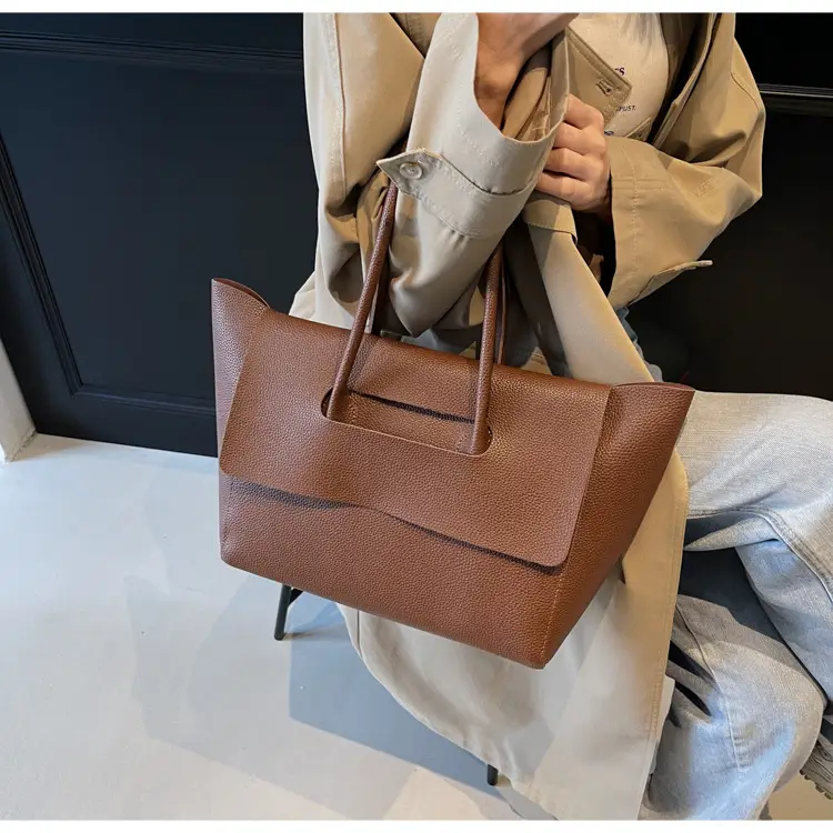 Women's Brown Leather Tote Bag Large Capacity — feature 34