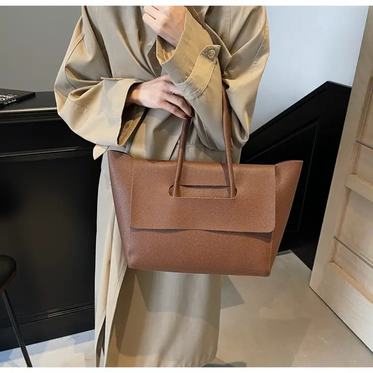 Women's Brown Leather Tote Bag Large Capacity — feature 36