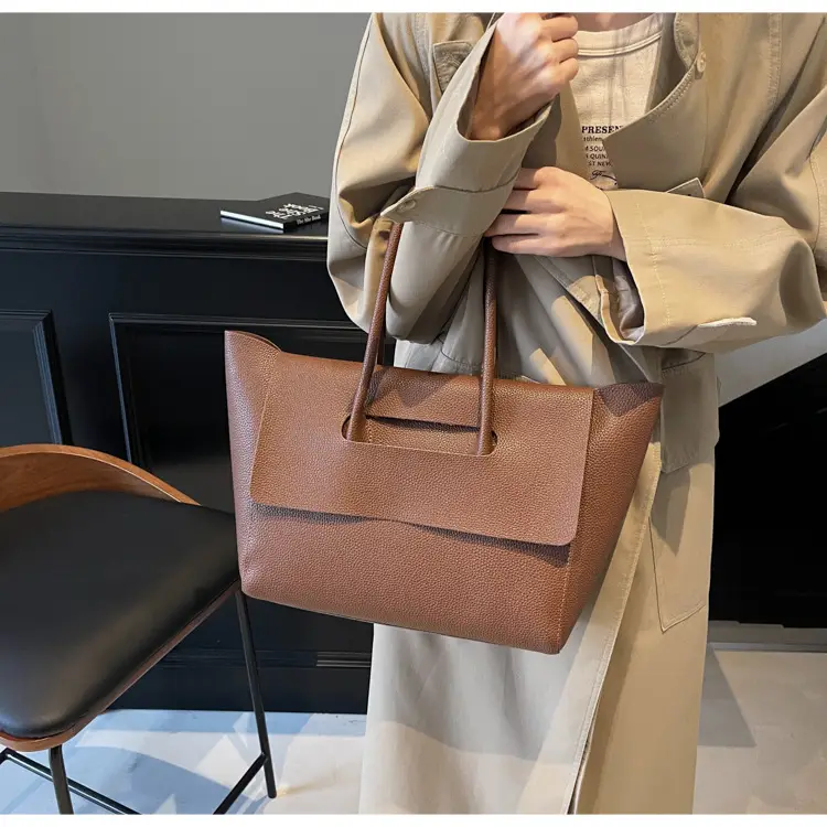 Women's Brown Leather Tote Bag Large Capacity — feature 41