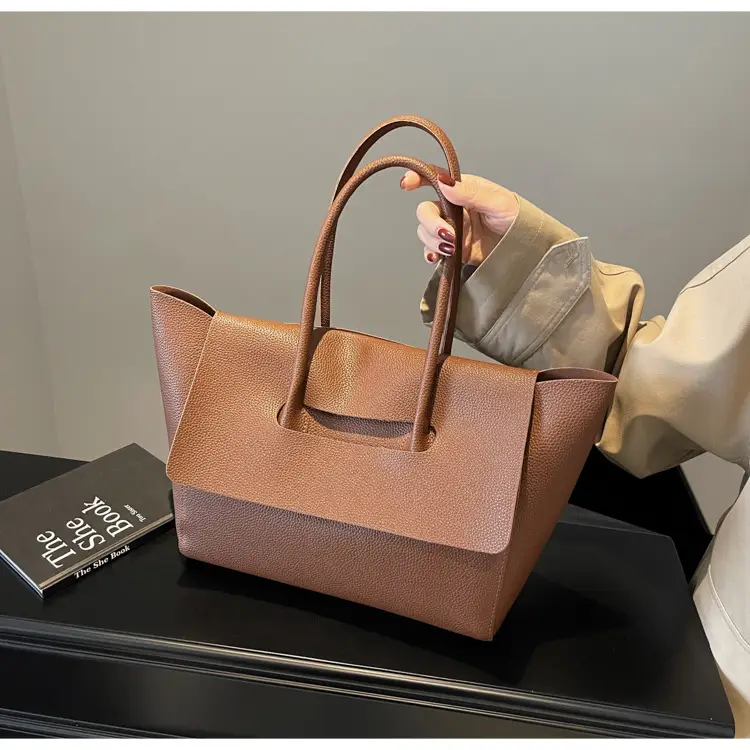 Women's Brown Leather Tote Bag Large Capacity — feature 44