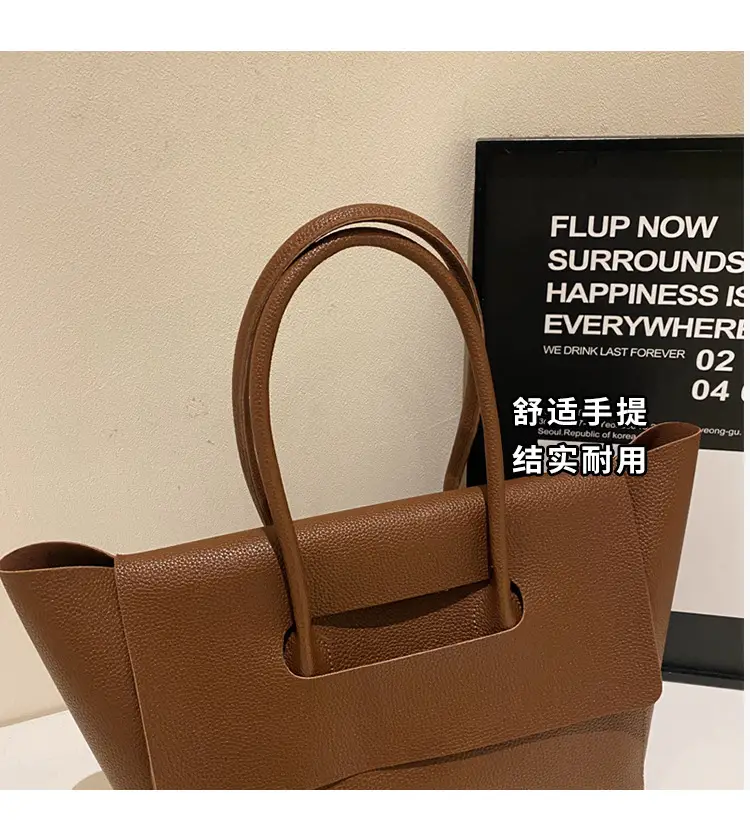 Women's Brown Leather Tote Bag Large Capacity — feature 5