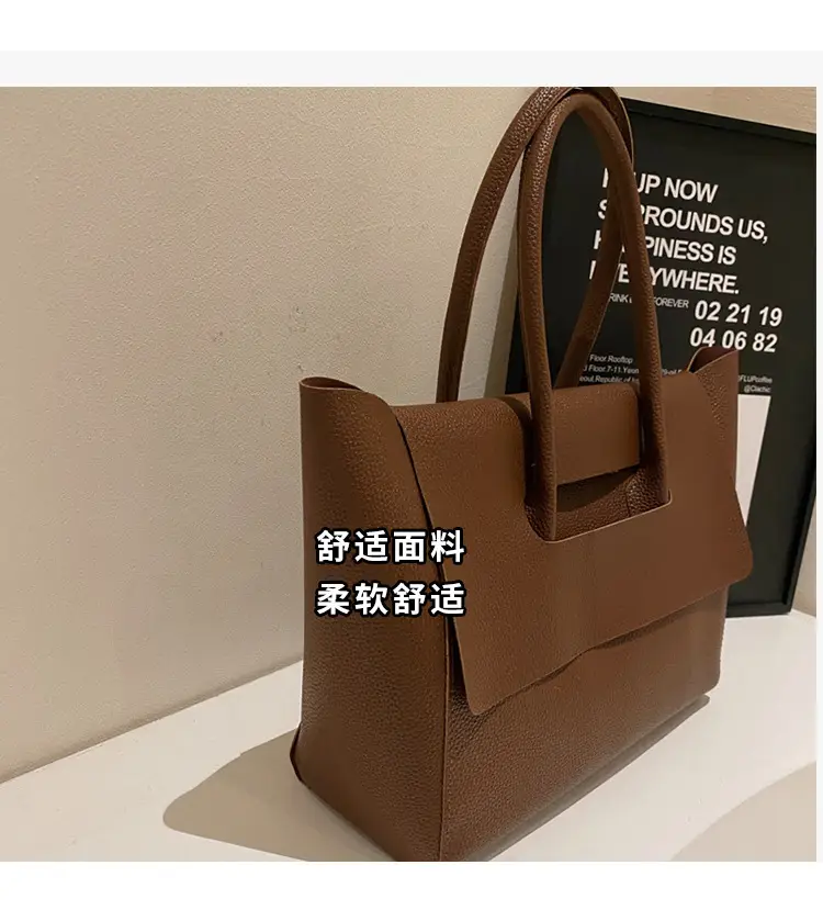 Women's Brown Leather Tote Bag Large Capacity — feature 7