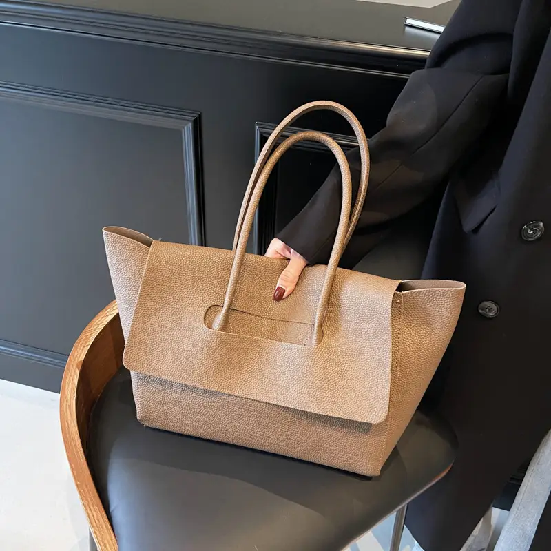 Women's Brown Leather Tote Bag Large Capacity - Image 3