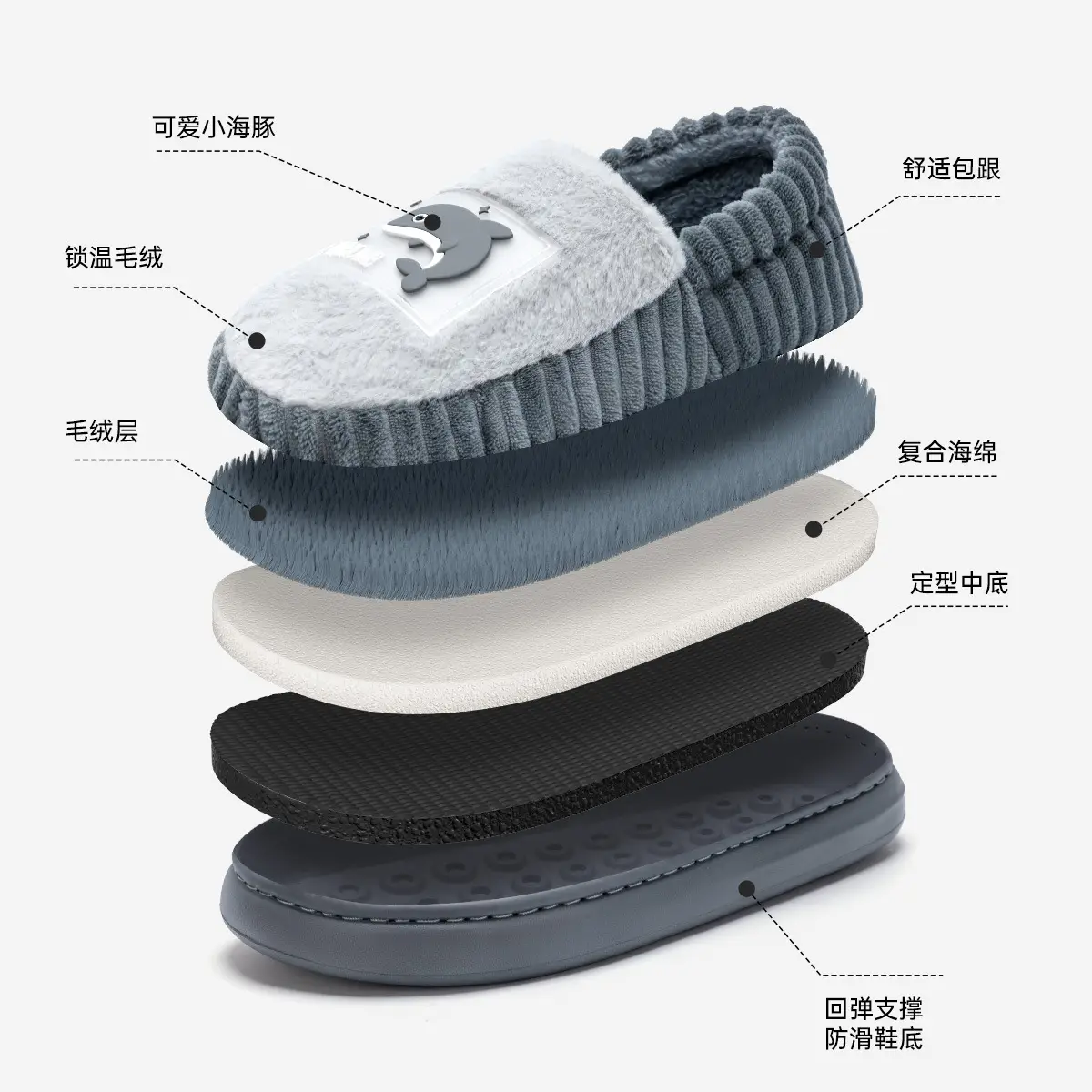 Winter Cotton Slippers for Men Warm Indoor Wear