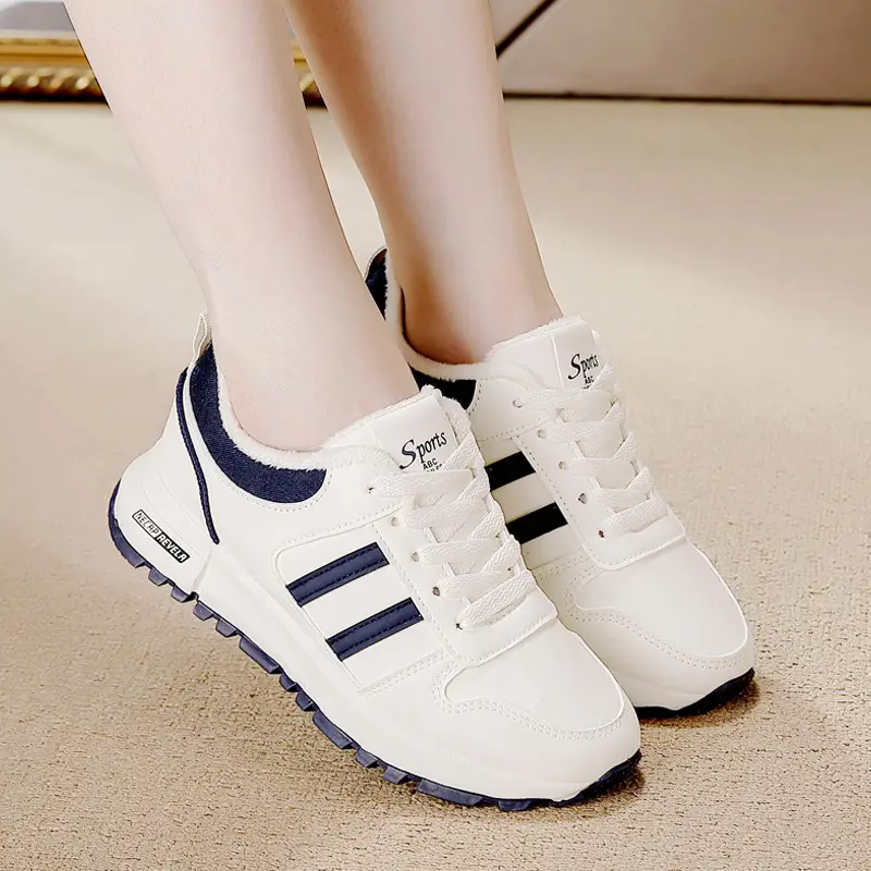 sneaker women's cotton shoes leather fleece-lined warm 2024 autumn new thick-soled non-slip light casual shoes 5115 cotton - Image 3