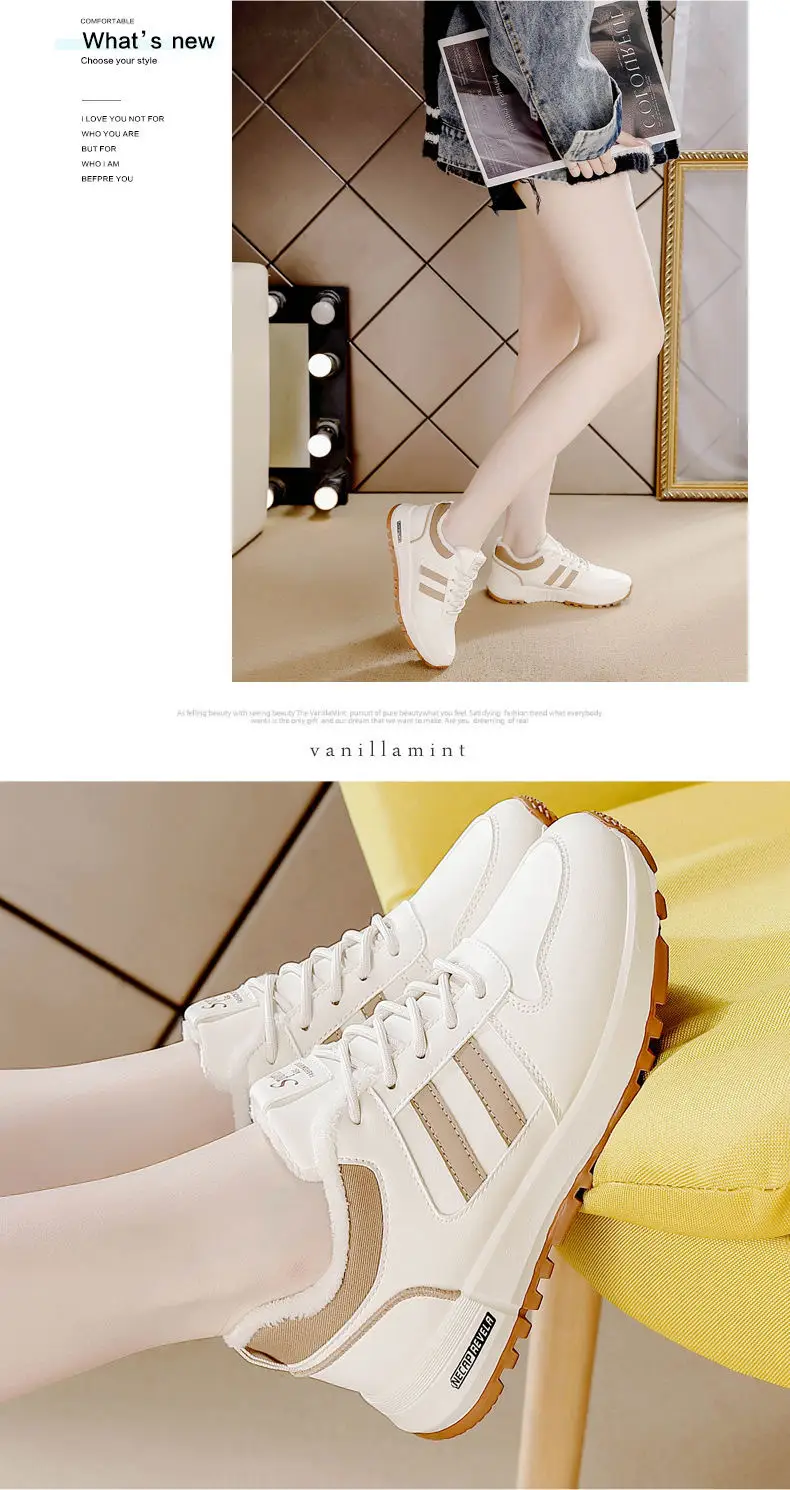 sneaker women's cotton shoes leather fleece-lined warm 2024 autumn new thick-soled non-slip light casual shoes 5115 cotton — feature 10