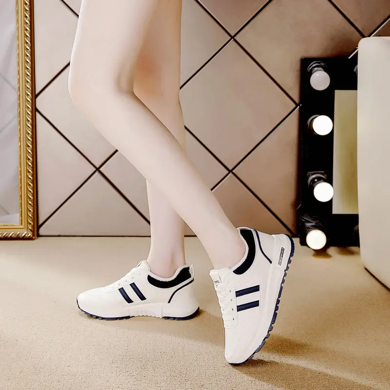 sneaker women's cotton shoes leather fleece-lined warm 2024 autumn new thick-soled non-slip light casual shoes 5115 cotton — feature 6