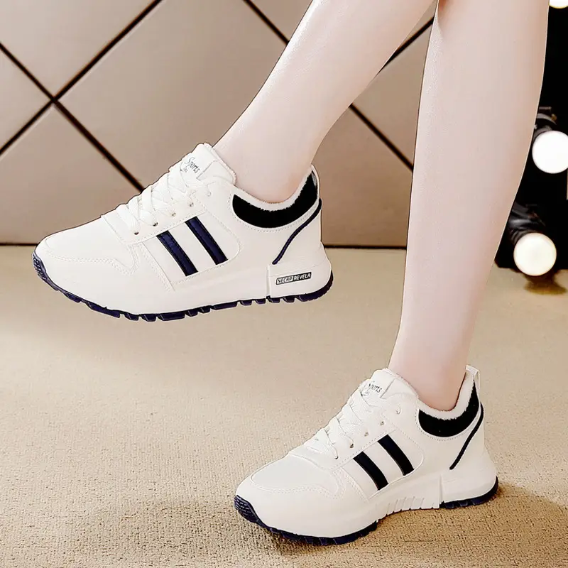 sneaker women's cotton shoes leather fleece-lined warm 2024 autumn new thick-soled non-slip light casual shoes 5115 cotton — feature 7