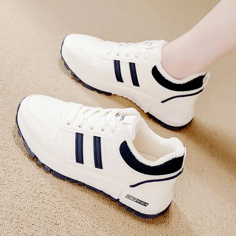 sneaker women's cotton shoes leather fleece-lined warm 2024 autumn new thick-soled non-slip light casual shoes 5115 cotton — feature 8