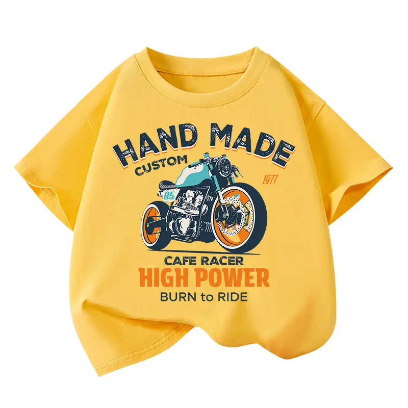 Hand Made Moto Graphic Green T-Shirt for Boys - Image 3