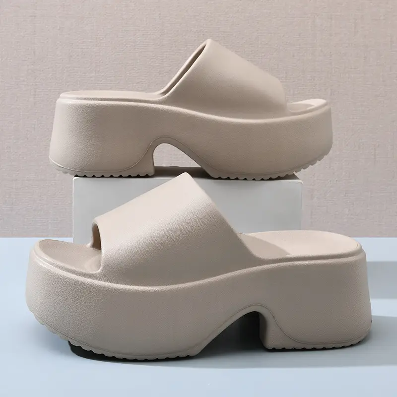 Thick Bottom Slip-on Slippers Women's Summer Wear Height-increasing Sandals EVA High-grade Non-slip Breathable Wear-resistant Beach Slides - Image 5