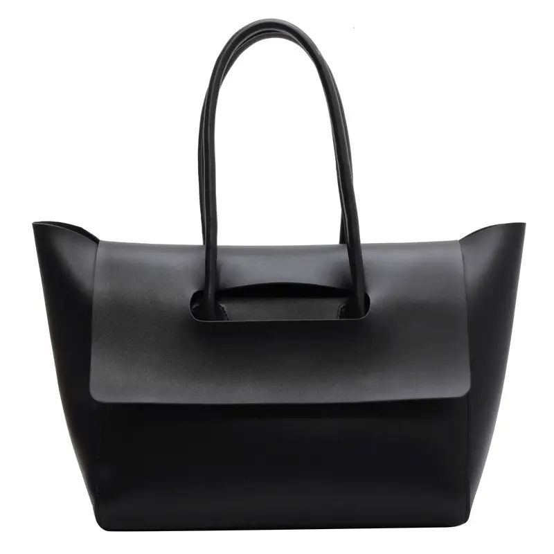 Women's White Leather Tote Bag Large Capacity Retro Simple - Image 10