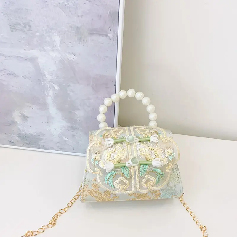 Cute Guofeng Pearl Chain Crossbody Bags for Girls - Image 11