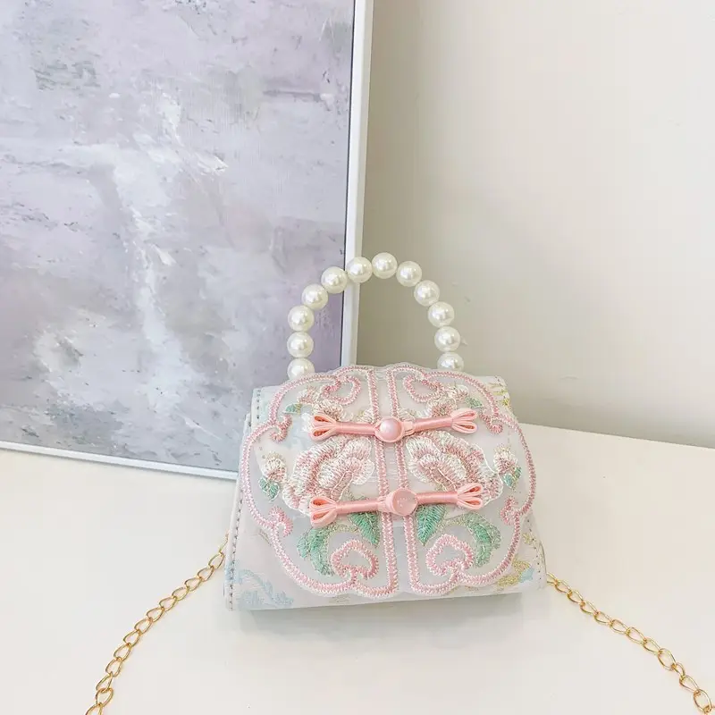 Cute Guofeng Pearl Chain Crossbody Bags for Girls - Image 13