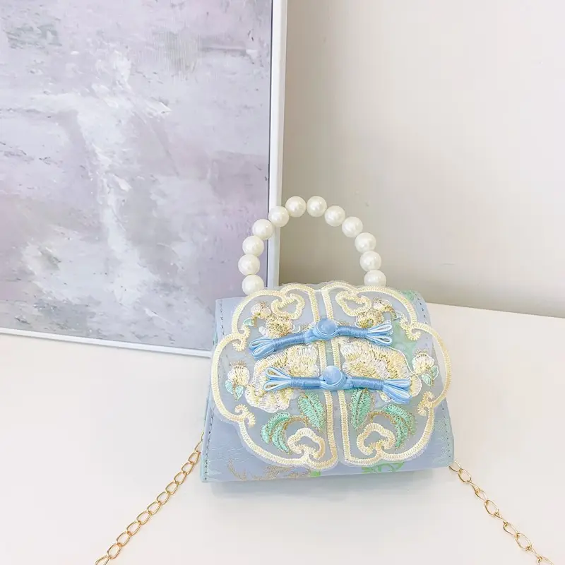 Cute Guofeng Pearl Chain Crossbody Bags for Girls - Image 14