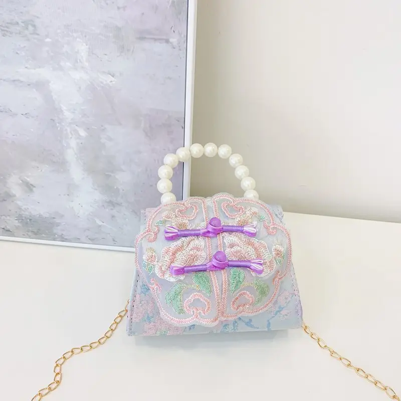Cute Guofeng Pearl Chain Crossbody Bags for Girls - Image 15