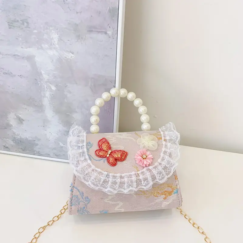 Cute Guofeng Pearl Chain Crossbody Bags for Girls - Image 2