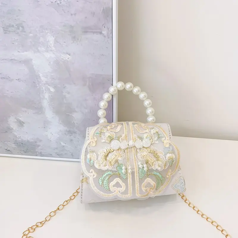 Cute Guofeng Pearl Chain Crossbody Bags for Girls - Image 8