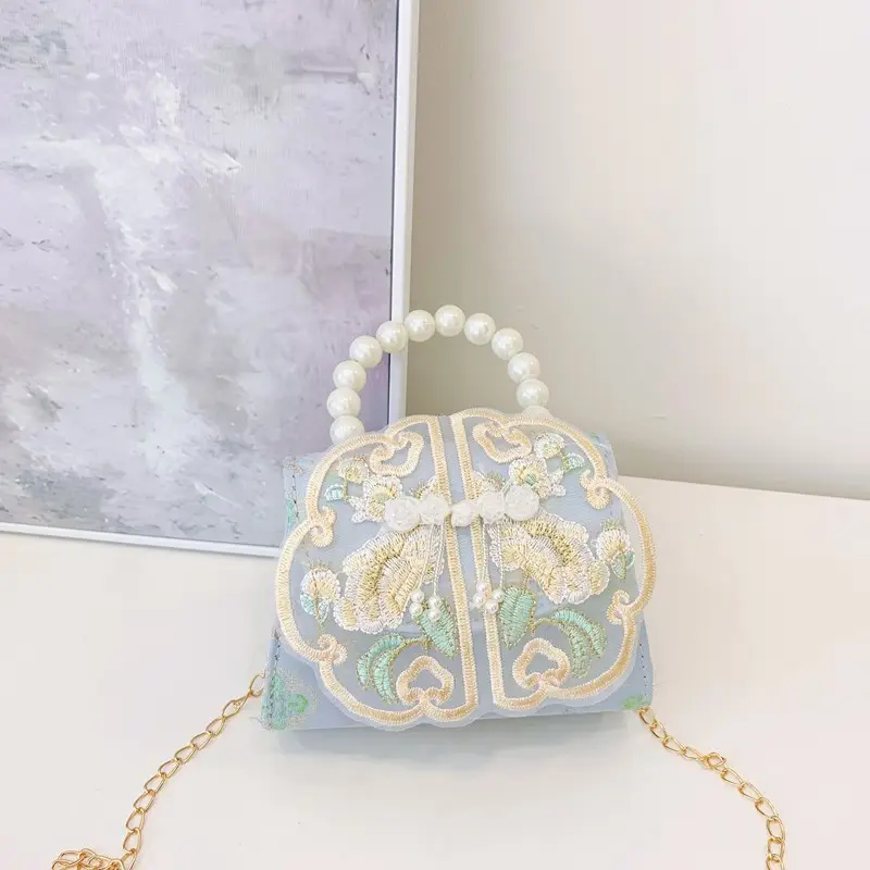 Cute Guofeng Pearl Chain Crossbody Bags for Girls - Image 9