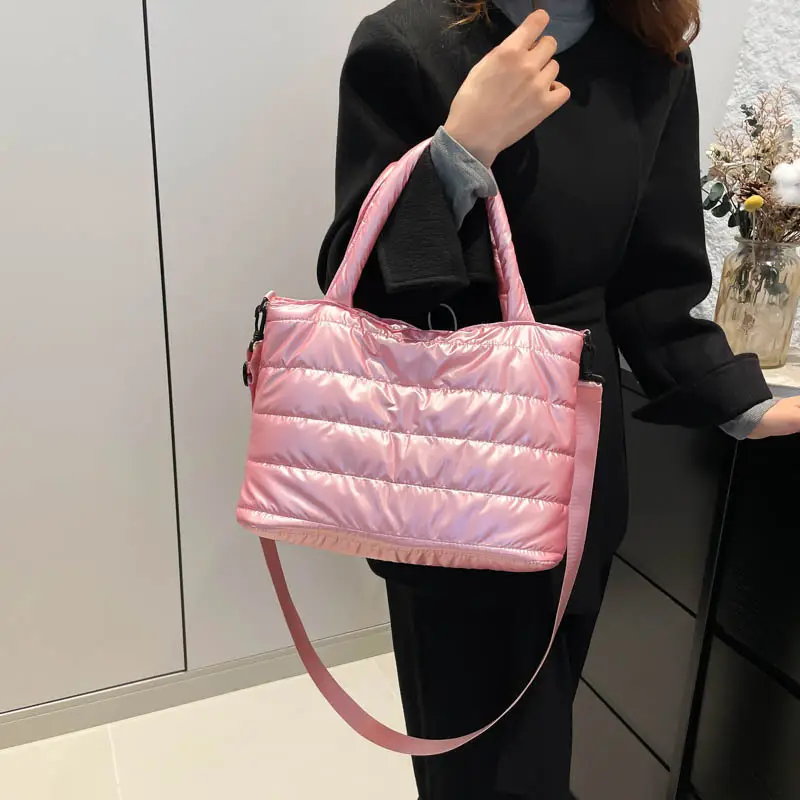 Women Cotton Padded Shoulder Bag 2024 Winter Embroidered - Image 8
