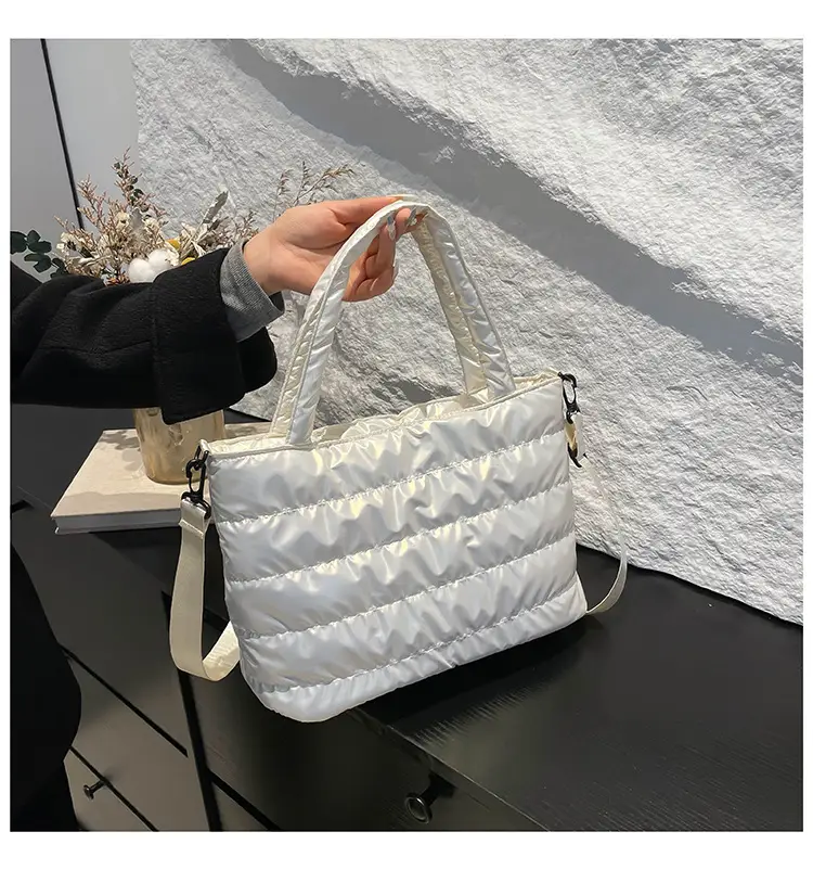 Women Cotton Padded Shoulder Bag 2024 Winter Embroidered — feature 10