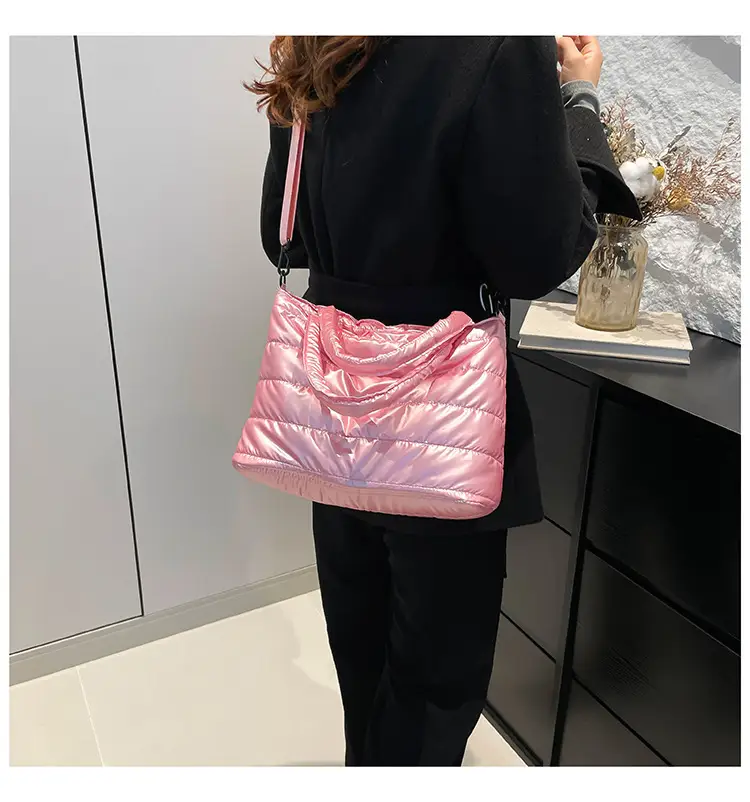 Women Cotton Padded Shoulder Bag 2024 Winter Embroidered — feature 14