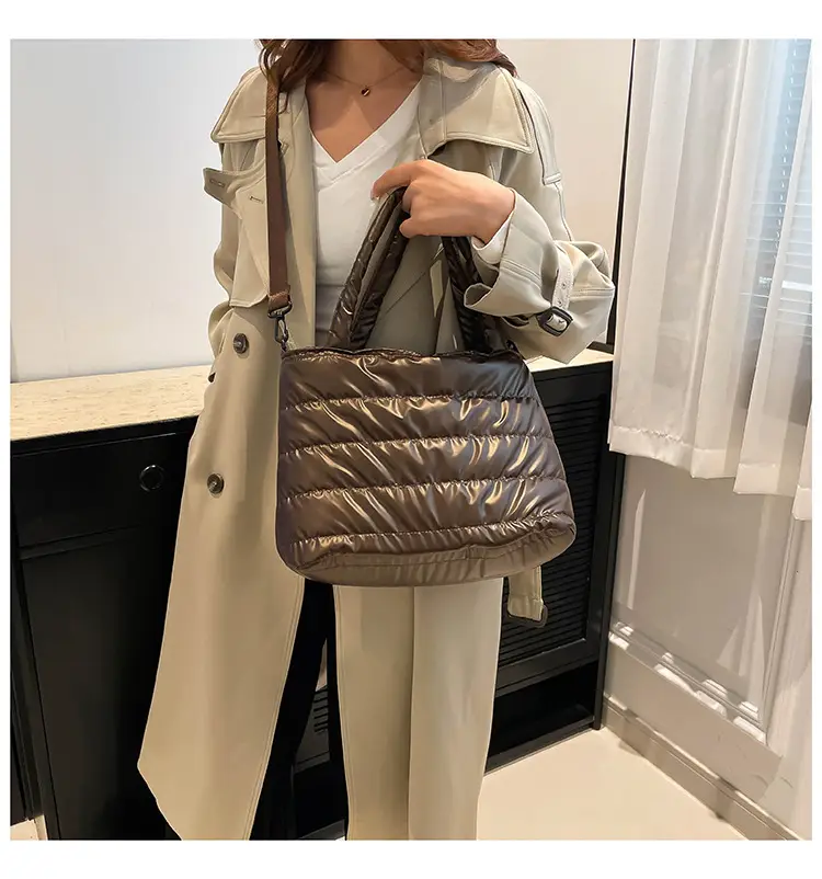 Women Cotton Padded Shoulder Bag 2024 Winter Embroidered — feature 21